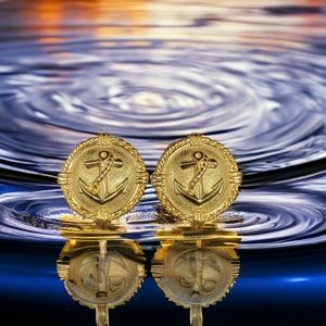 Nautical Anchor Gold Toned Earrings